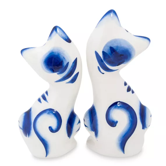 Фигурка декоративная Art East, Пара котов, 20 см, гжель, изображение 2