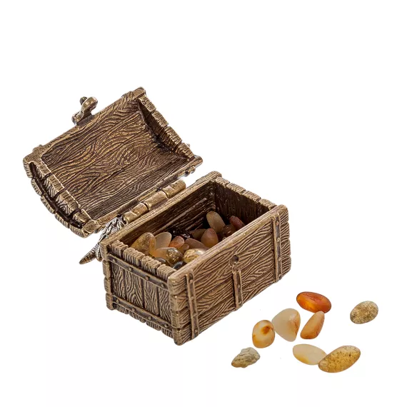 Фигурка Сундук с попугаем (латунь, янтарь) ART-East AM- 569, изображение 2