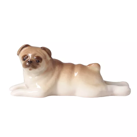 Скульптура. Императорский фарфоровый завод. Мопс лежащий. 4 см., изображение 2