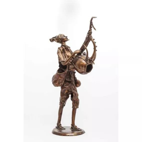 Бронзовая статуэтка Африканский музыкант играющий на архаичной гитаре (Кора), изображение 2