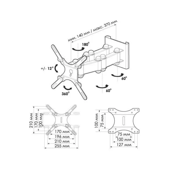 Кронштейн для телевизора Trone ЖК-130 Silver, изображение 2