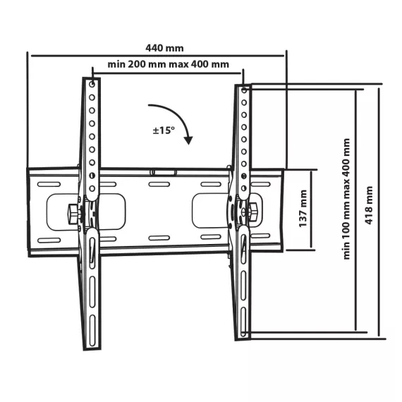 Кронштейн для телевизора настенный наклонный Tuarex OLIMP-204 26"-65" до 35 кг, изображение 2