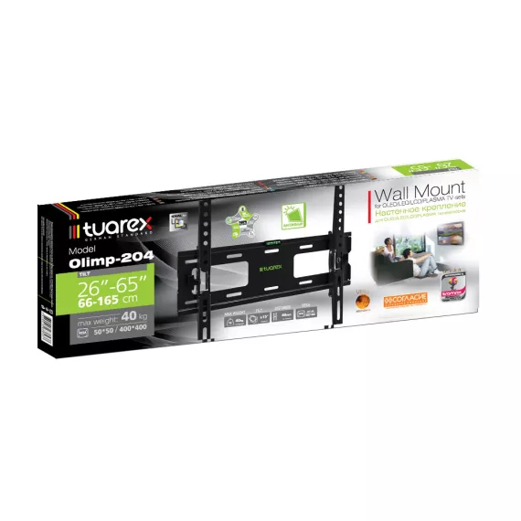 Кронштейн для телевизора настенный наклонный Tuarex OLIMP-204 26"-65" до 35 кг, изображение 3