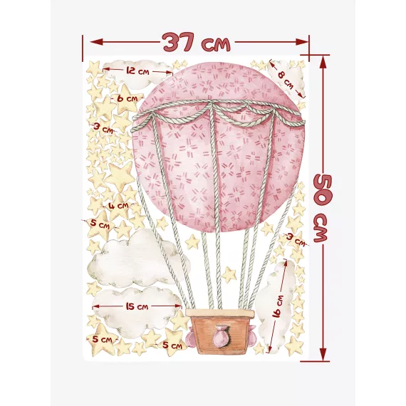 Интерьерные наклейки VEROL Воздушный шар и звезды детские на стену подарок на обои, изображение 2