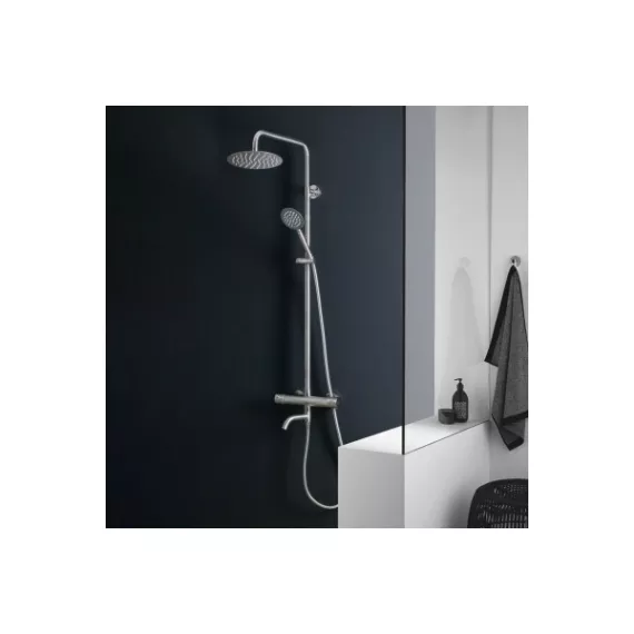 Душевая система MELANA Stello нержавеющая сталь, с тропическим душем, лейкой и термостатом 610307-T, изображение 2