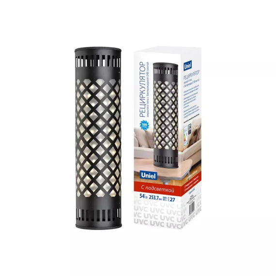 Рециркулятор Uniel UVCB/4000K D02 BLACK закрытого типа, с бактерицидной лампой Е27 UDG-V100A UL-00007824, изображение 2