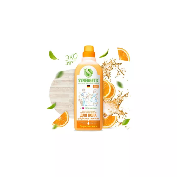 Универсальное средство для мытья поверхностей Synergetic Цитрусовая свежесть 750 мл 4607971450191, изображение 2