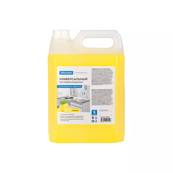 Антимикробный универсальный чистящий концентрат OfficeClean Professional Лимон 5 л, канистра 298166, изображение 2