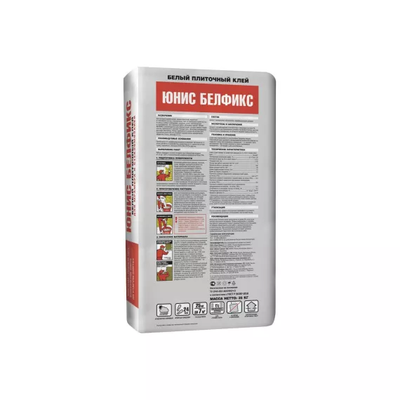 Плиточный клей UNIS БЕЛФИКС белый, 25 кг 4607005181152, изображение 2