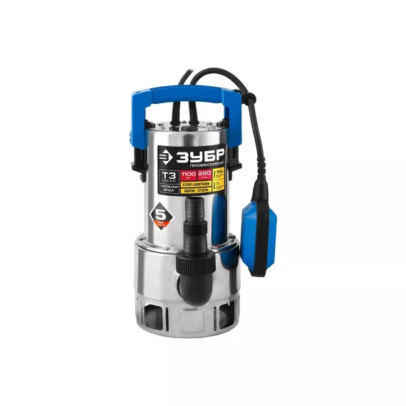 Погружной дренажный насос для грязной воды Зубр Профессионал Т3 НПГ-Т3-1100-С, изображение 2