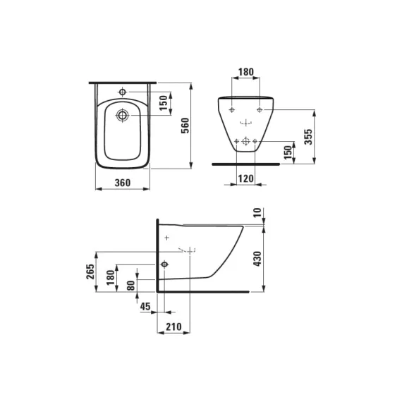 Подвесное биде Laufen 3070.1.000.302.1 00000061971, изображение 2
