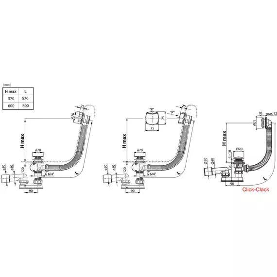 Сточный комплект для ванн RAVAK удлиненный, 800 мм, хром YOU, Formy X01318 00000042704, изображение 2