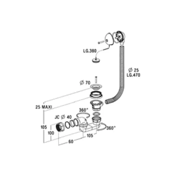 Слив/перелив 40мм SAS B202D 3389700083351, изображение 2
