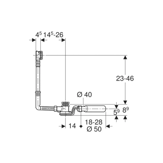 Слив-перелив для стандартной ванны GEBERIT 150.755.21.1 d 50 mm хром глян. 00000004958, изображение 2