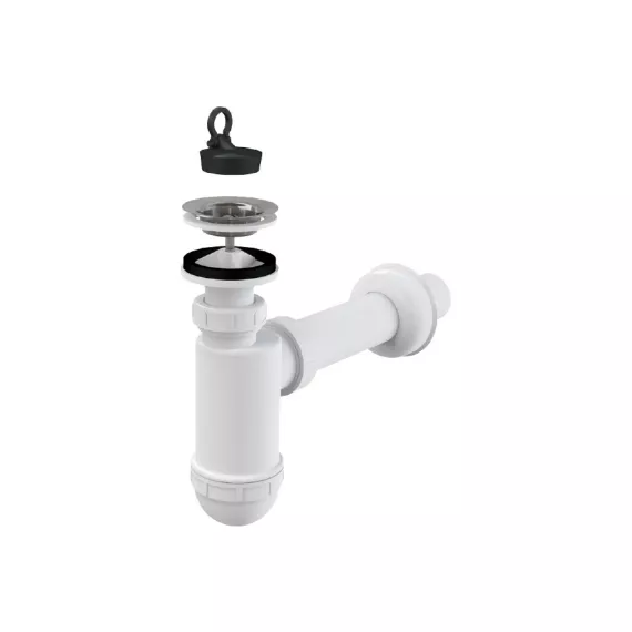 Сифон для умывальника Alca Plast A410 диам.32 с нержавеющей peшeткой диам.63 00022251