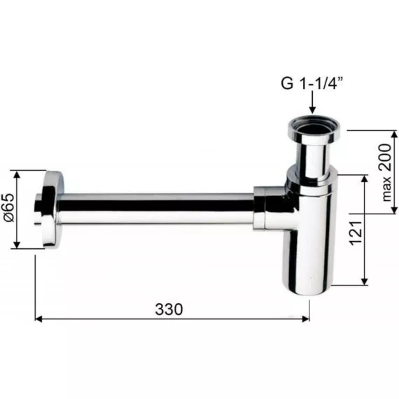 Сифон для раковины KAISER без выпуска Black 958L-Bl, изображение 2