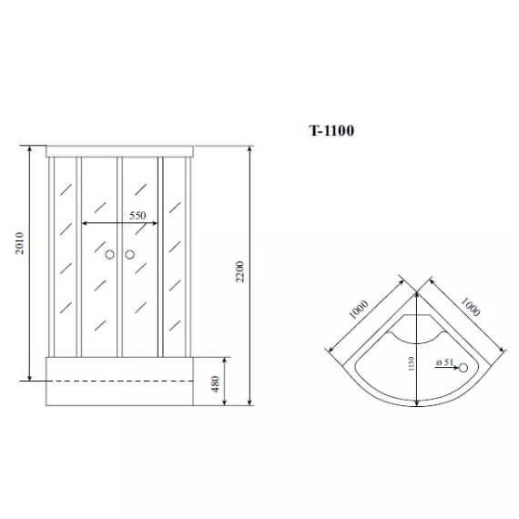 Timo Comfort T-8800 Fabric Glass душевая кабина (100*100*220), шт, изображение 2