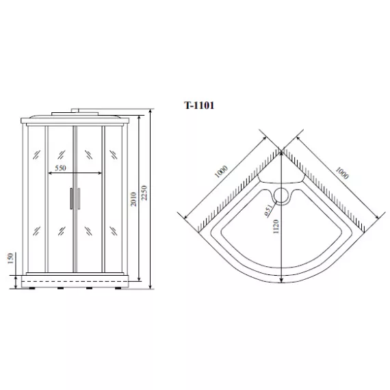 Timo Comfort T-8801 Fabric Glass душевая кабина (100*100*220), шт, изображение 2