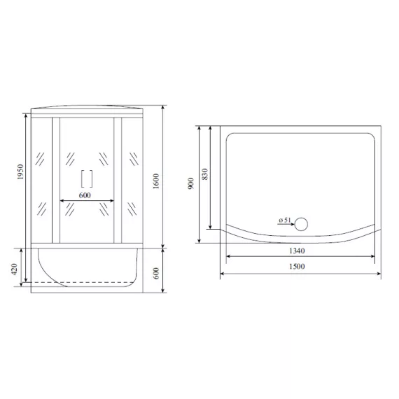Timo Lux T-7750 душевая кабина (150*88*220) NEW, шт, изображение 2
