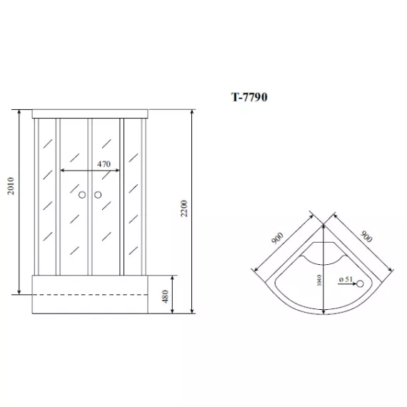 Timo Lux T-7790 душевая кабина (90*90*220), шт, изображение 2