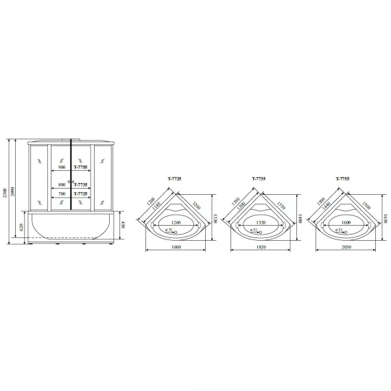 Timo Lux T-7725 душевая кабина (120*120*220), шт, изображение 2